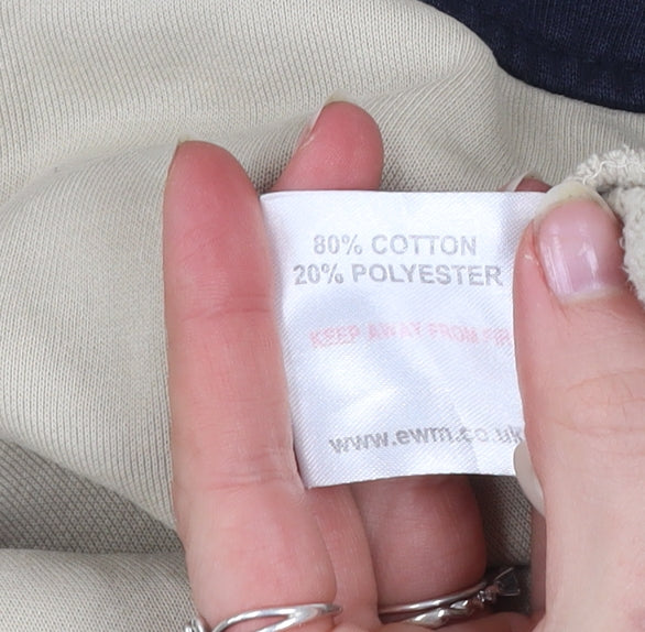 EWM Men's Beige XL Henley Sweatshirt Classic Cotton Mix