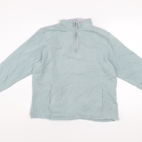 Cotton Traders Women Duck Egg Blue 1/4 Zip Pullover Sweatshirt Size 16