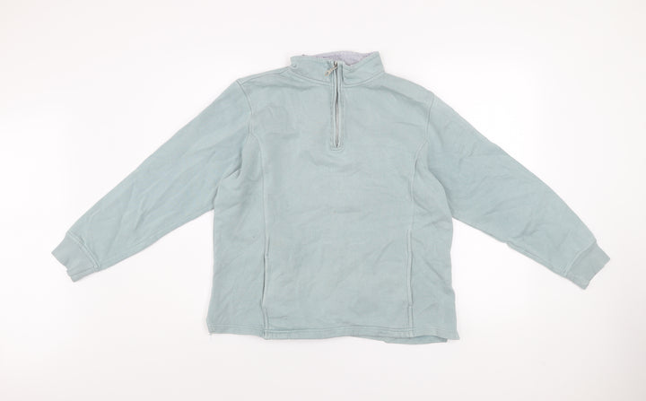 Cotton Traders Women Duck Egg Blue 1/4 Zip Pullover Sweatshirt Size 16