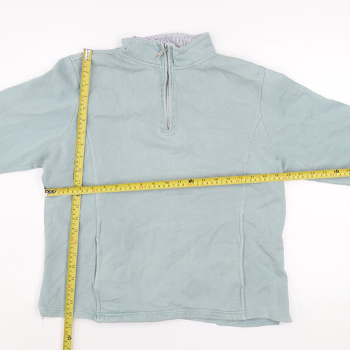 Cotton Traders Women Duck Egg Blue 1/4 Zip Pullover Sweatshirt Size 16