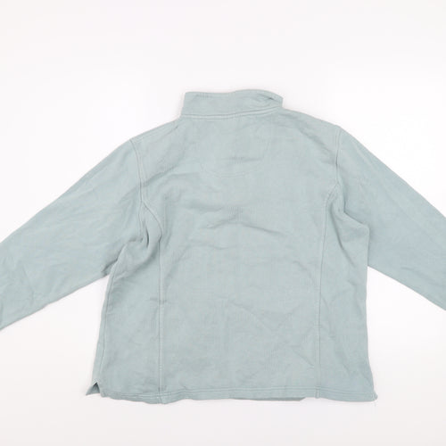 Cotton Traders Women Duck Egg Blue 1/4 Zip Pullover Sweatshirt Size 16