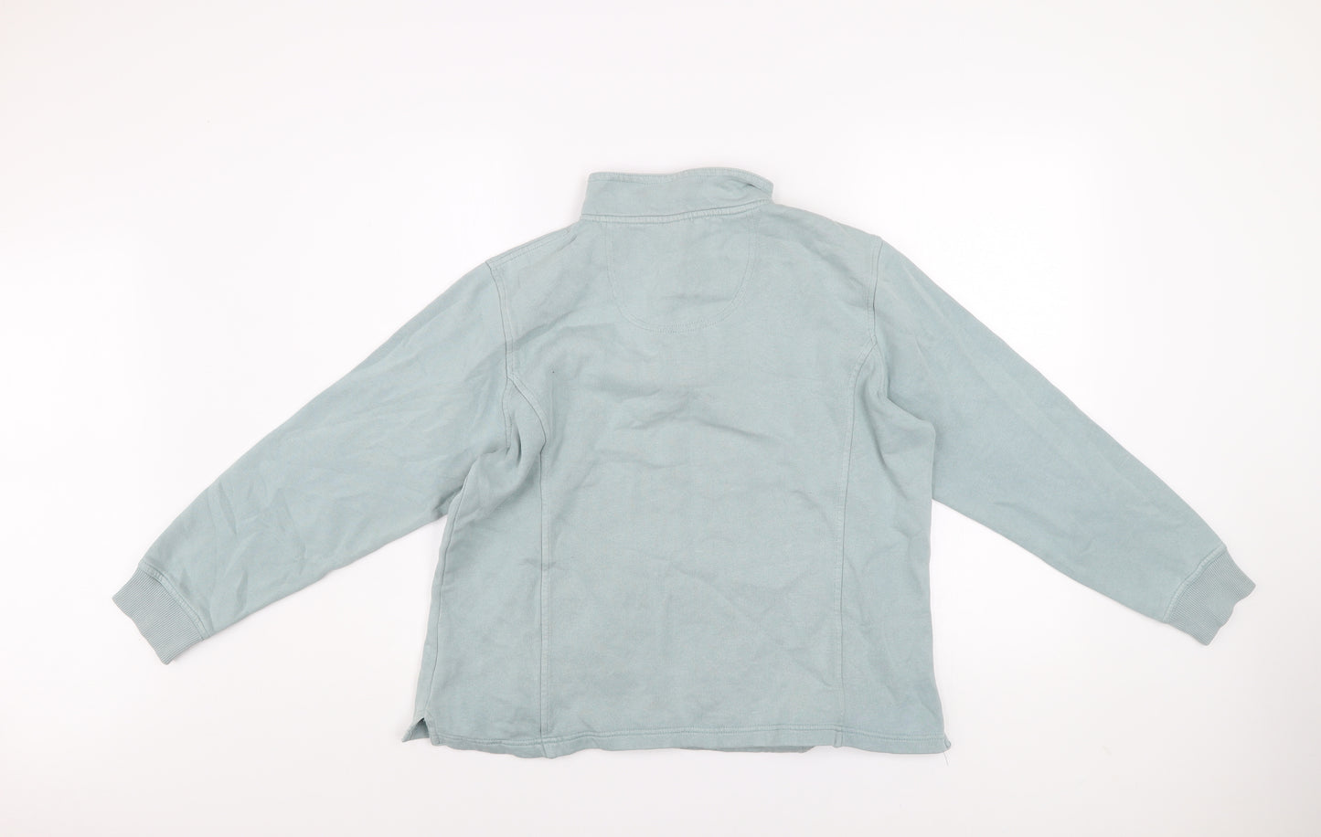 Cotton Traders Women Duck Egg Blue 1/4 Zip Pullover Sweatshirt Size 16