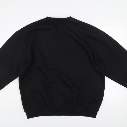 boohooMAN Men's Black Embroidered Logo Pullover Sweatshirt Size L