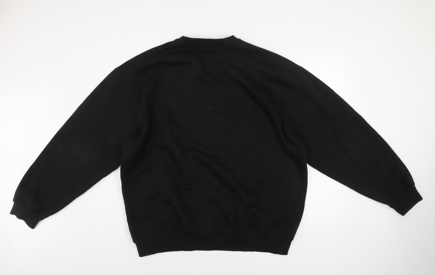 boohooMAN Men's Black Embroidered Logo Pullover Sweatshirt Size L