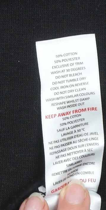 boohooMAN Men's Black Embroidered Logo Pullover Sweatshirt Size L