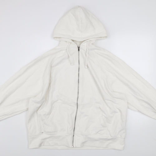 DIVIDED Mens White L Basic Full Zip Hooded Cotton Blend Active Jacket