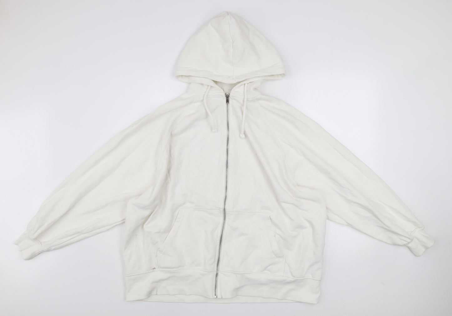 DIVIDED Mens White L Basic Full Zip Hooded Cotton Blend Active Jacket