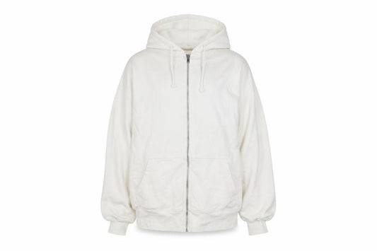 Front view of DIVIDED men’s white l basic full zip hooded cotton blend active jacket