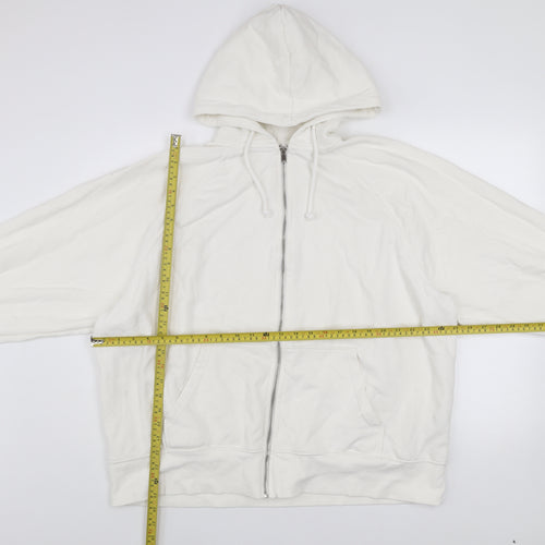 DIVIDED Mens White L Basic Full Zip Hooded Cotton Blend Active Jacket