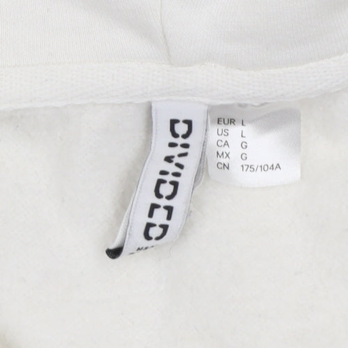 DIVIDED Mens White L Basic Full Zip Hooded Cotton Blend Active Jacket