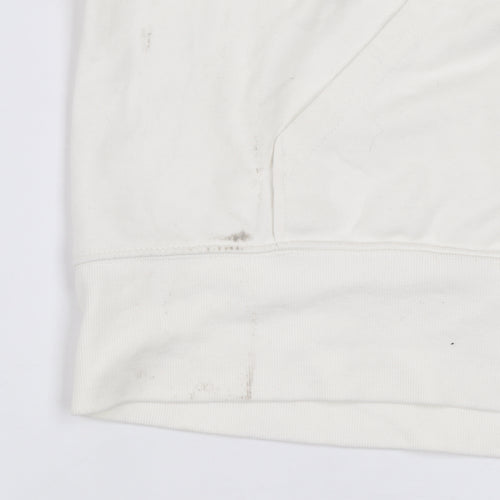 DIVIDED Mens White L Basic Full Zip Hooded Cotton Blend Active Jacket