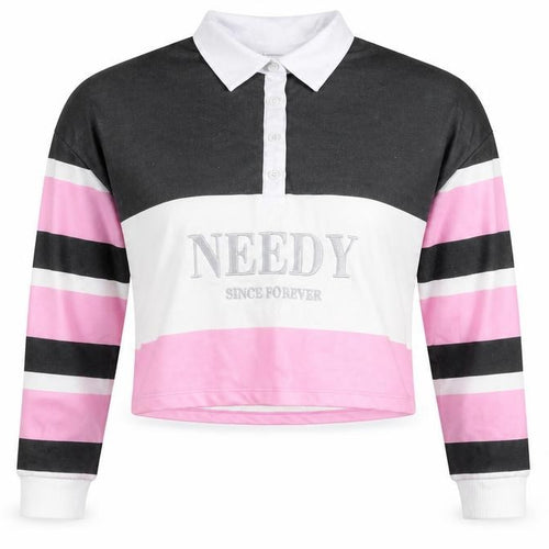 Skinnydip London Women's Pink White Black Striped Henley Sweatshirt Size 14