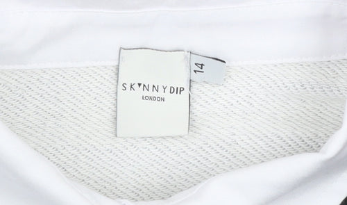 Skinnydip London Women's Pink White Black Striped Henley Sweatshirt Size 14