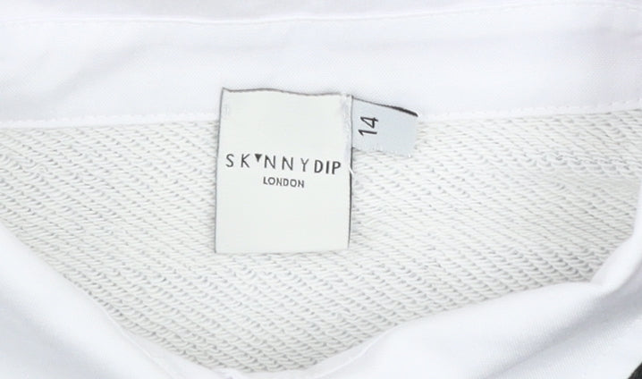 Skinnydip London Women's Pink White Black Striped Henley Sweatshirt Size 14