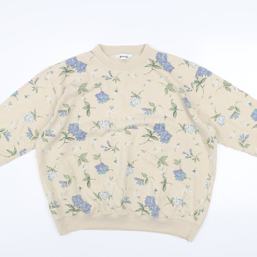 Damart Womens Beige Floral Crew Neck Pullover Sweatshirt Size 20/22