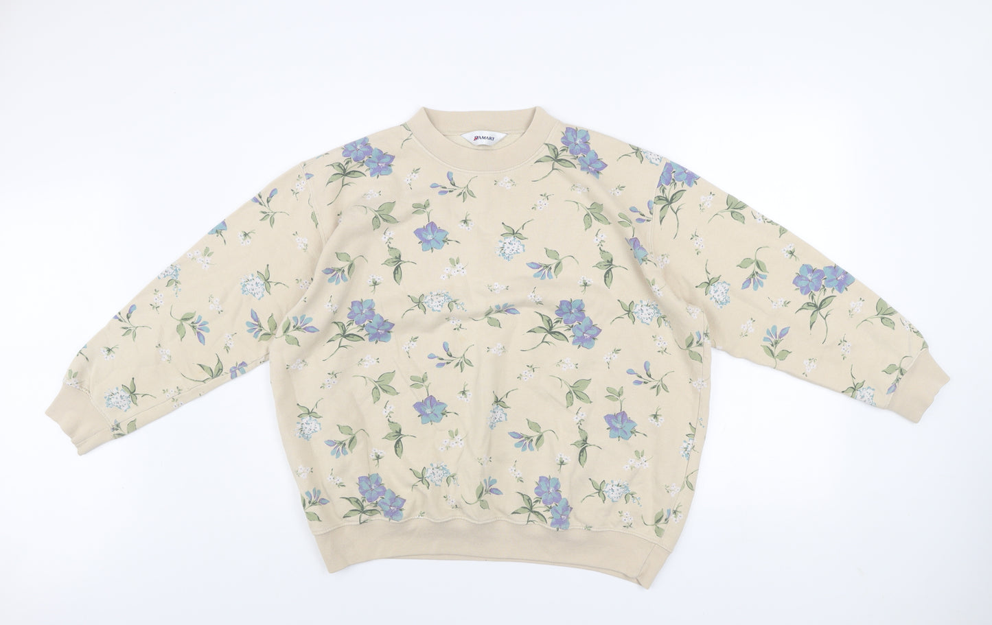 Damart Womens Beige Floral Crew Neck Pullover Sweatshirt Size 20/22