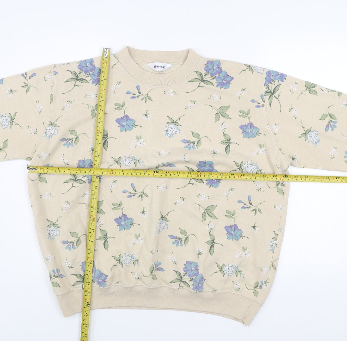 Damart Womens Beige Floral Crew Neck Pullover Sweatshirt Size 20/22