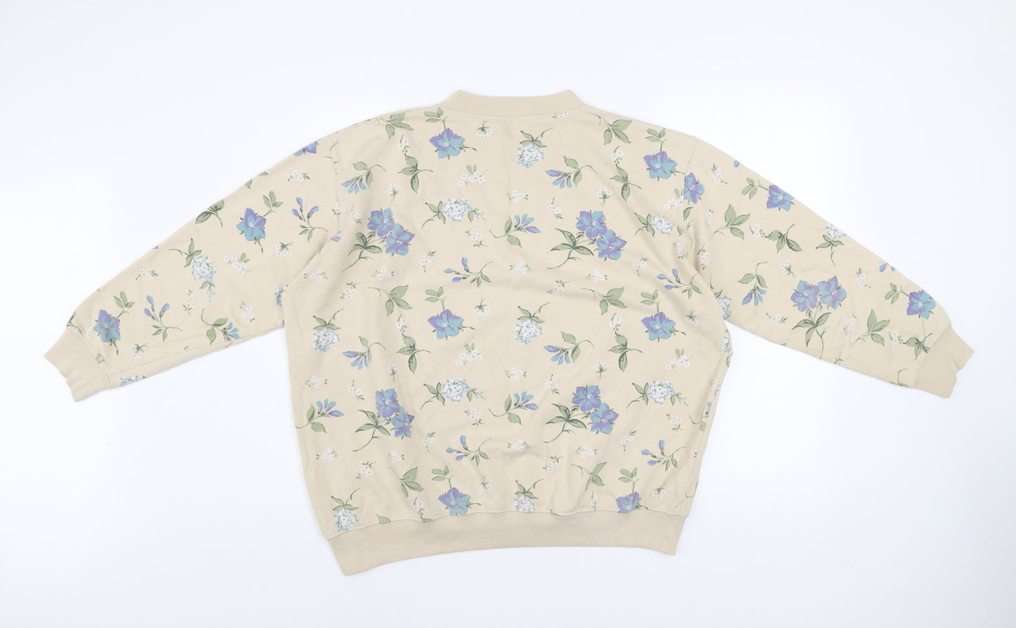 Damart Womens Beige Floral Crew Neck Pullover Sweatshirt Size 20/22