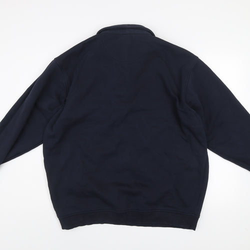 EWM Men’s Blue Collared Henley Sweatshirt XL Cotton Blend