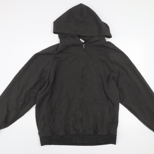 idlt Men's Black L Full Zip Hooded Basic Jacket
