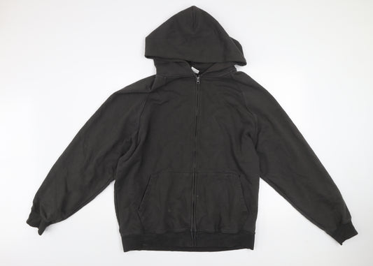 idlt Men's Black L Full Zip Hooded Basic Jacket