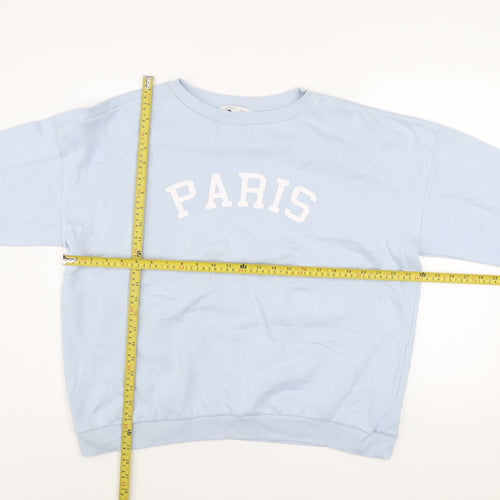 Amara Reya Women Blue Paris Crew Neck Pullover Sweatshirt UK 18
