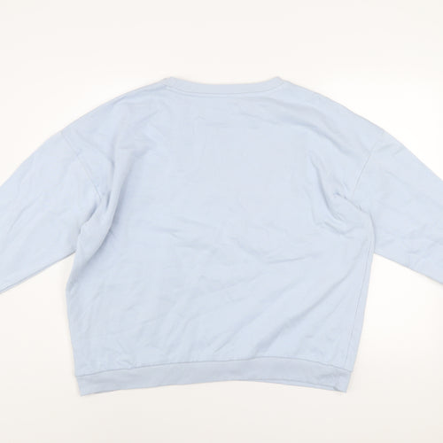 Amara Reya Women Blue Paris Crew Neck Pullover Sweatshirt UK 18