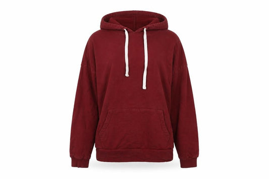 Front view of ASOS Women Burgundy Pullover Hoodie, size 8, Cotton Casual