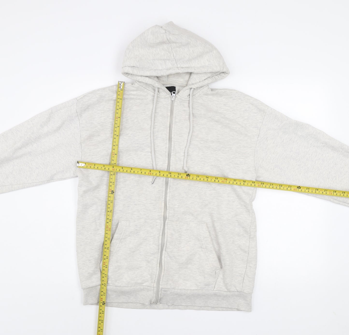 Boohoo Men’s Grey S Basic Full Zip Hoodie Jacket