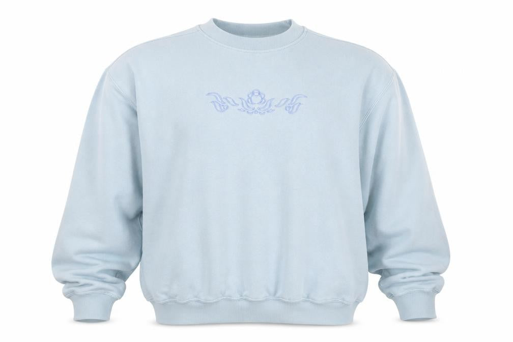 Front view of Berkertex Men Blue Embroidered Pullover Sweatshirt, size M
