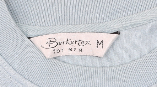 Berkertex Men Blue Embroidered Pullover Sweatshirt Size M