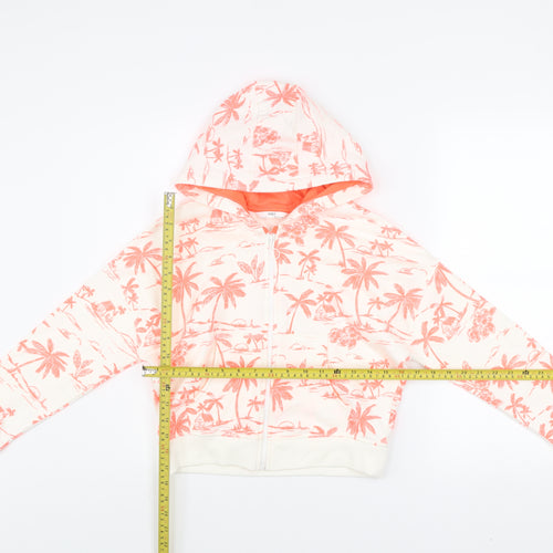 Marks and Spencer Girls Pink Tropical Print Hooded Zip Jacket 10-11 Years