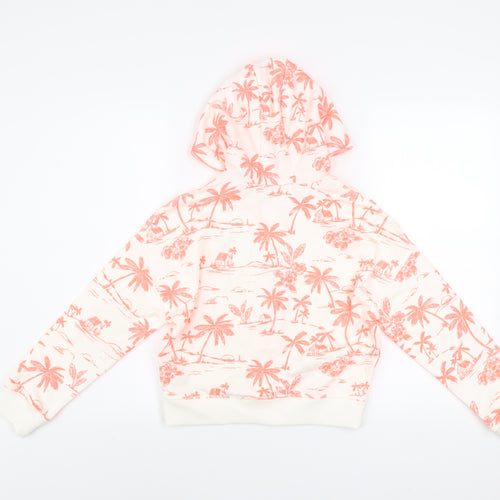 Marks and Spencer Girls Pink Tropical Print Hooded Zip Jacket 10-11 Years