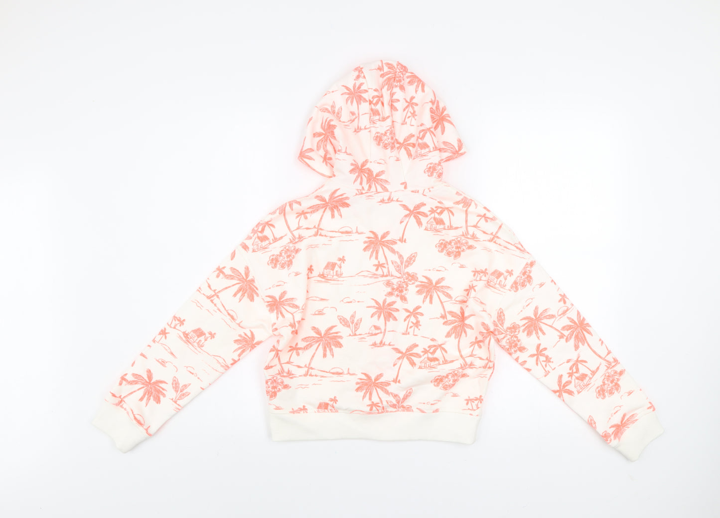 Marks and Spencer Girls Pink Tropical Print Hooded Zip Jacket 10-11 Years