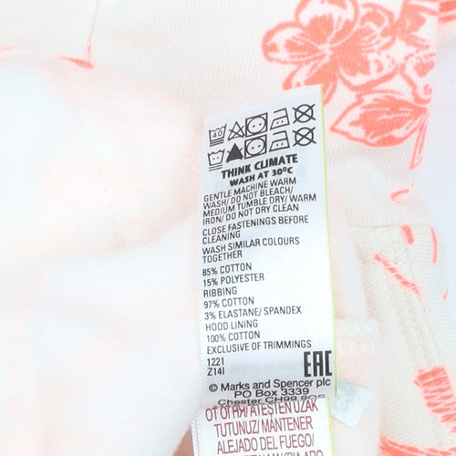 Marks and Spencer Girls Pink Tropical Print Hooded Zip Jacket 10-11 Years