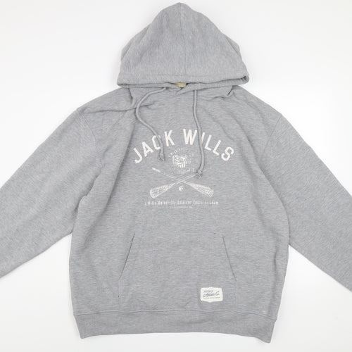 Jack Wills Mens Grey XL Pullover Hoodie Sweatshirt Regular Fit