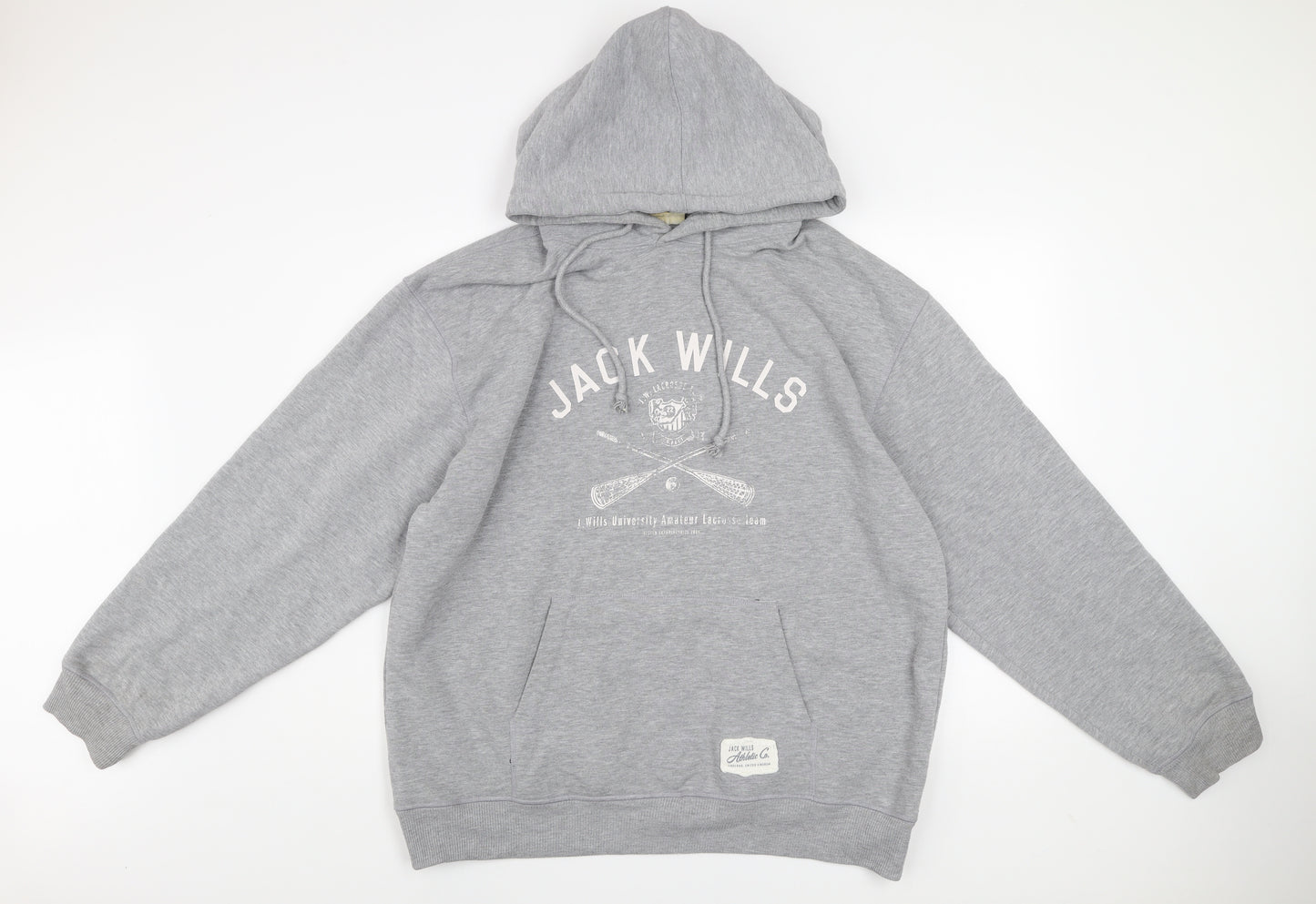 Jack Wills Mens Grey XL Pullover Hoodie Sweatshirt Regular Fit