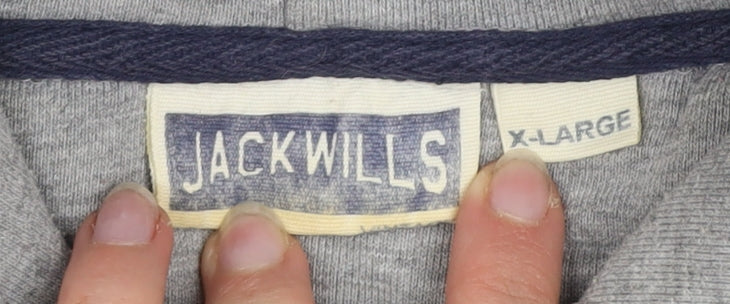 Jack Wills Mens Grey XL Pullover Hoodie Sweatshirt Regular Fit