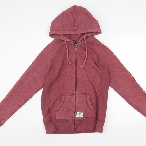 Animal Womens Red Zip Up Hooded Fleece Jacket Size 10