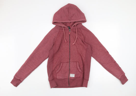 Animal Womens Red Zip Up Hooded Fleece Jacket Size 10
