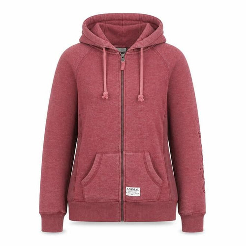 Animal Womens Red Zip Up Hooded Fleece Jacket Size 10