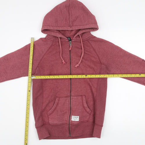 Animal Womens Red Zip Up Hooded Fleece Jacket Size 10