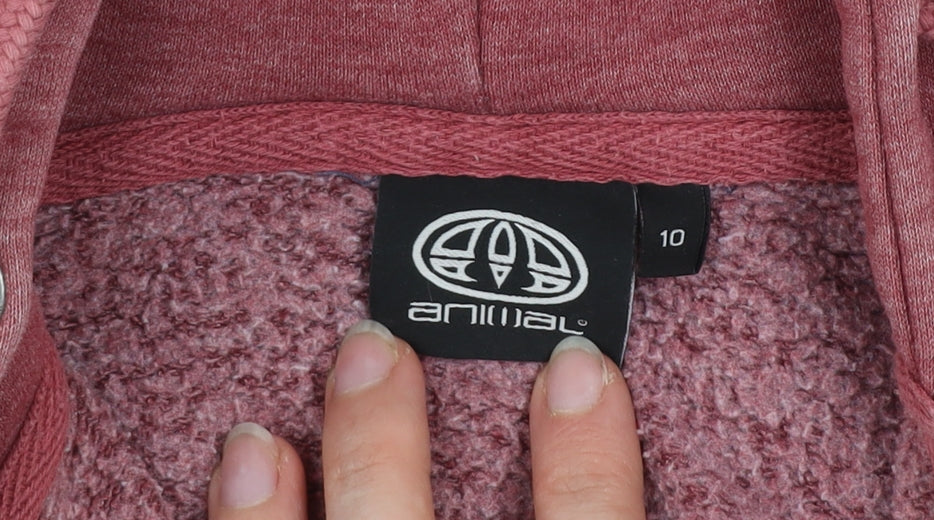 Animal Womens Red Zip Up Hooded Fleece Jacket Size 10