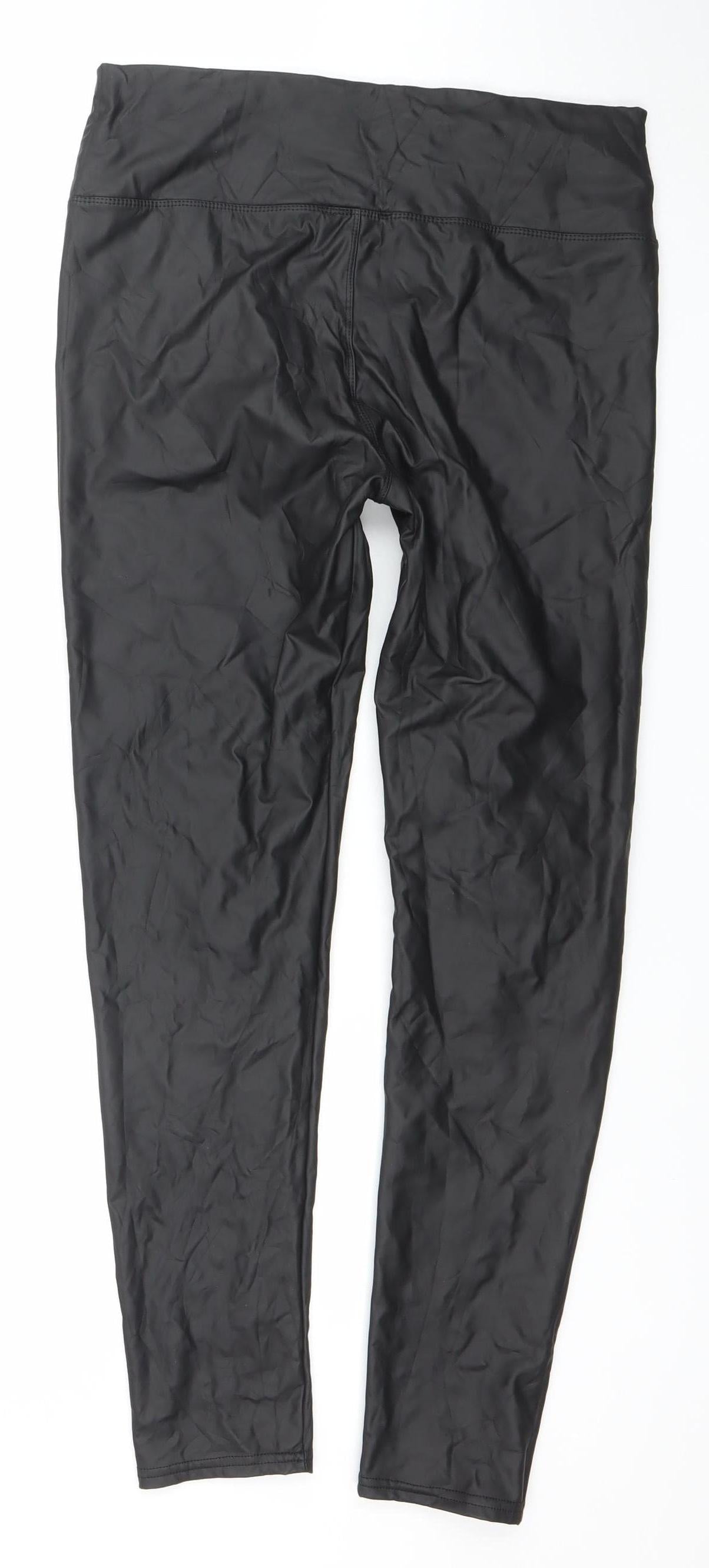 Yu & Me Paris Black Stretch Leather Look Womens Leggings XL/2XL