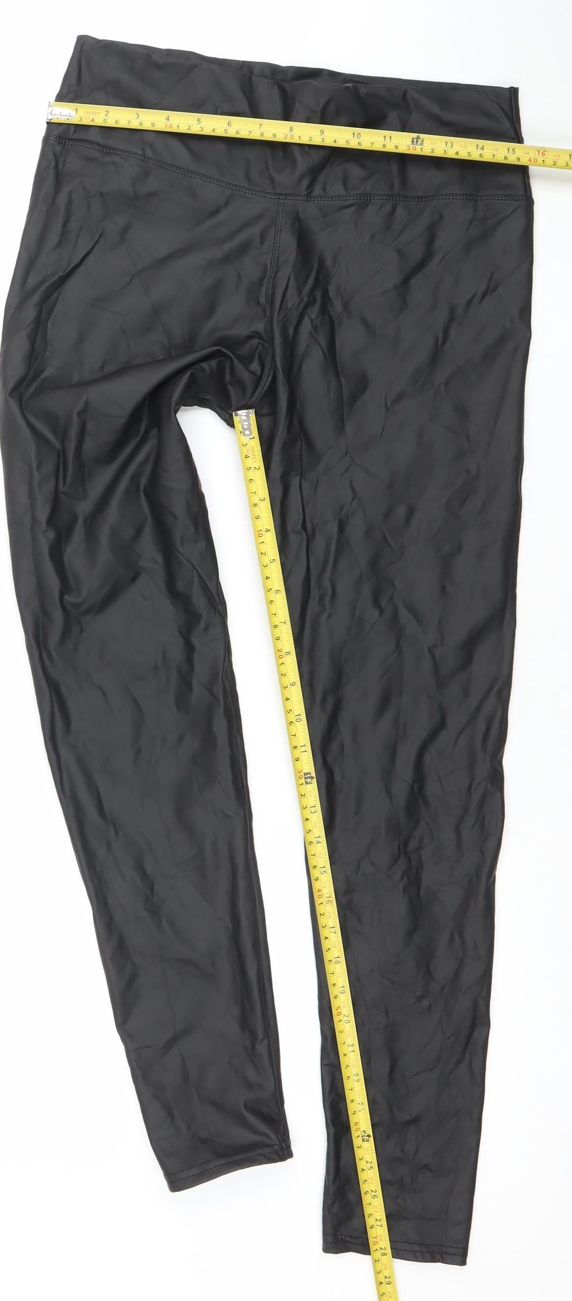 Yu & Me Paris Black Stretch Leather Look Womens Leggings XL/2XL
