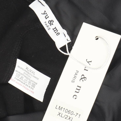 Yu & Me Paris Black Stretch Leather Look Womens Leggings XL/2XL