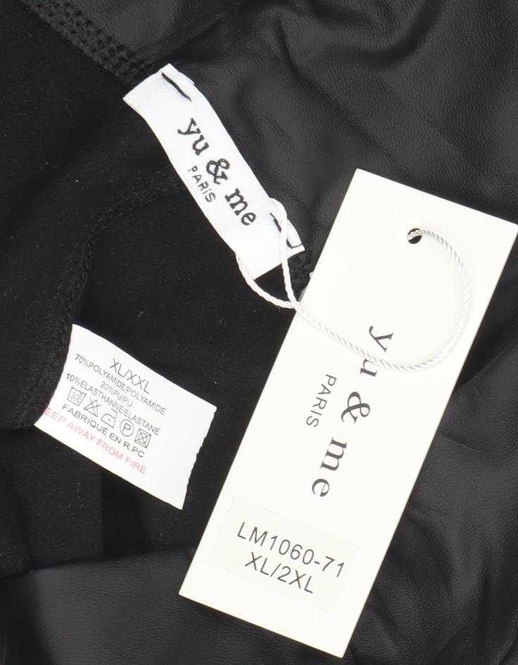 Yu & Me Paris Black Stretch Leather Look Womens Leggings XL/2XL