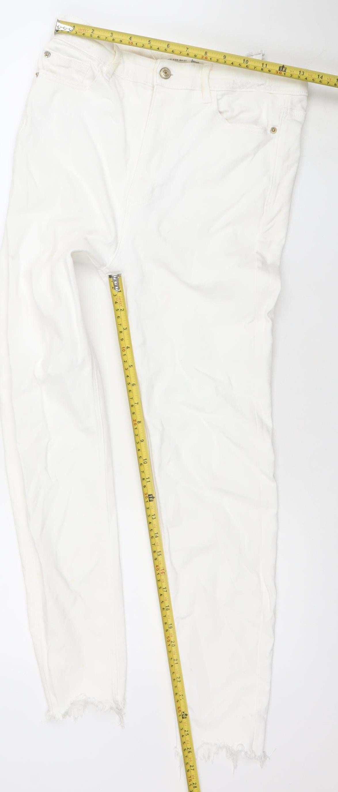 Stradivarius Womens White High Waist Skinny Jeans Size 12