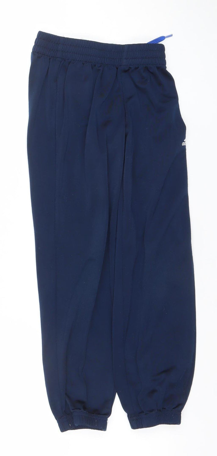 Adidas Boys Blue 7-8 Years Track Pants Quick Dry Elastic Waist Activewear