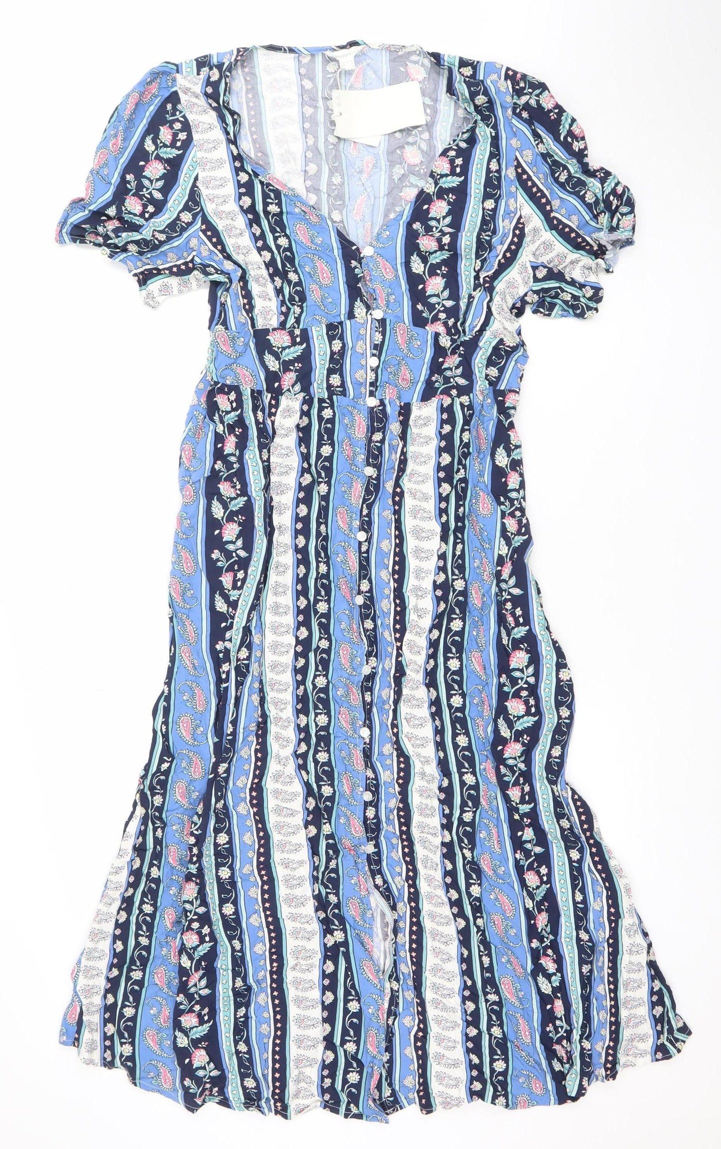 Springfield Women’s Multicoloured Paisley Midi Bohemian Dress Size 14